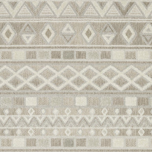 Homeroots 5' Geometric Power Loom Area Rug In Beige And Gray - Stylish, Stain-resistant Decor For Any Space 10' X 13' Polypropylene 574844