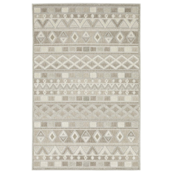 HomeRoots 5' Modern Beige and Gray Geometric Area Rug - Stylish, Durable, and Perfect for High-Traffic Spaces 10' X 13' 574844
