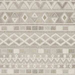Homeroots 5' Geometric Power Loom Area Rug In Beige And Gray - Stylish, Stain-resistant Decor For Any Space 7' X 10' Polypropylene 574845