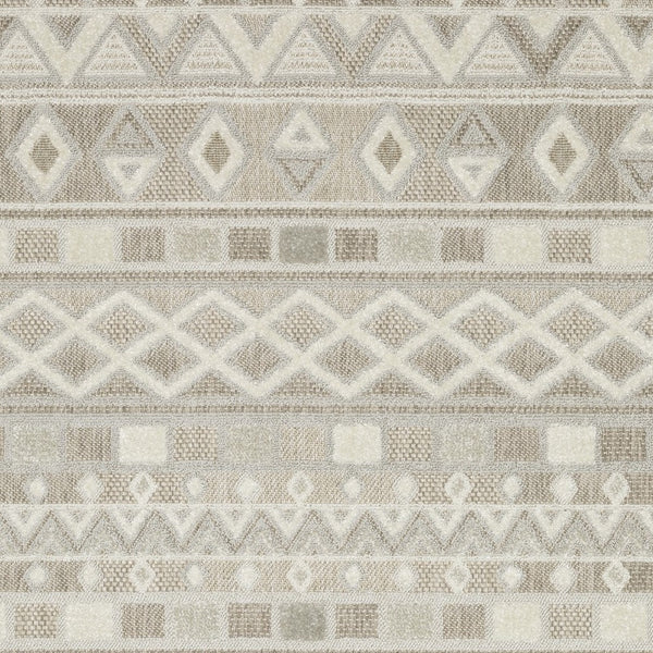 Homeroots 5' Geometric Power Loom Area Rug In Beige And Gray - Stylish, Stain-resistant Decor For Any Space 7' X 10' Polypropylene 574845