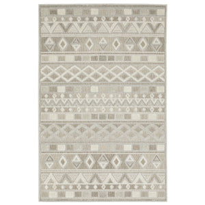 Homeroots 5' Geometric Power Loom Area Rug In Beige And Gray - Stylish, Stain-resistant Decor For Any Space 8' X 11' Polypropylene 574846