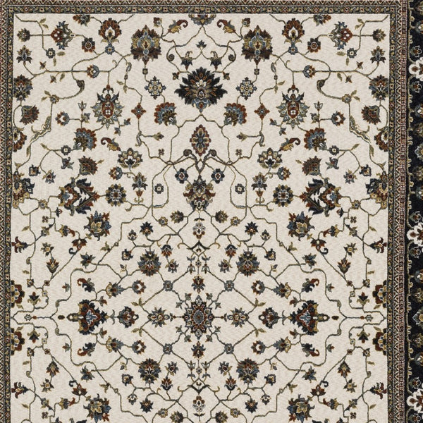 Homeroots 5' Ivory Oriental Area Rug With Fringe - Elegant Design, Stain Resistant, Perfect For Any Space 5' X 8' Polyester 574851