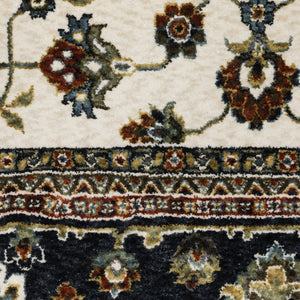 Homeroots 5' Ivory Oriental Area Rug With Fringe - Elegant Design, Stain Resistant, Perfect For Any Space 4' X 6' Polyester 574853