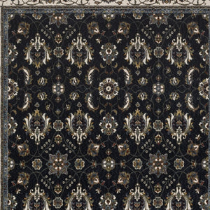 Homeroots 5' Blue Oriental Area Rug With Fringe - Stain Resistant, Stylish Design For Cozy Home Spaces 5' X 8' Polyester 574856