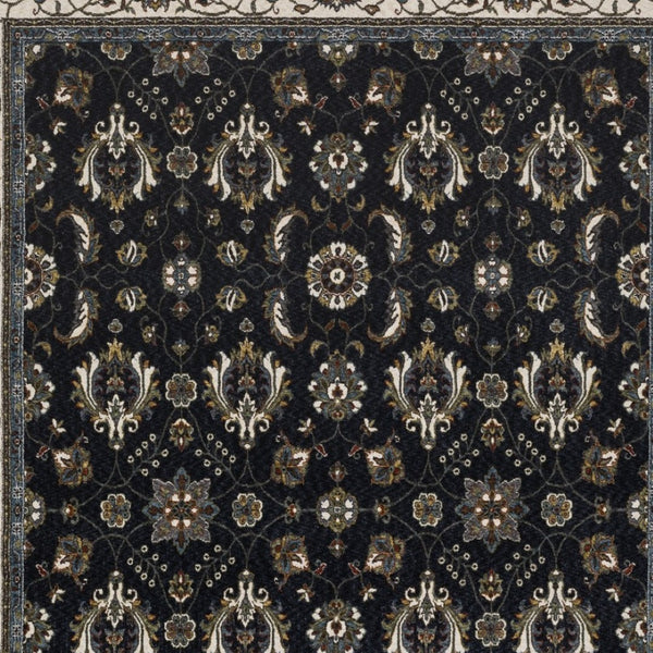 Homeroots 5' Blue Oriental Area Rug With Fringe - Stain Resistant, Stylish Design For Cozy Home Spaces 5' X 8' Polyester 574856