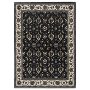Homeroots 5' Blue Oriental Area Rug With Fringe - Stain Resistant, Stylish Design For Cozy Home Spaces 10' X 13' Polyester 574857