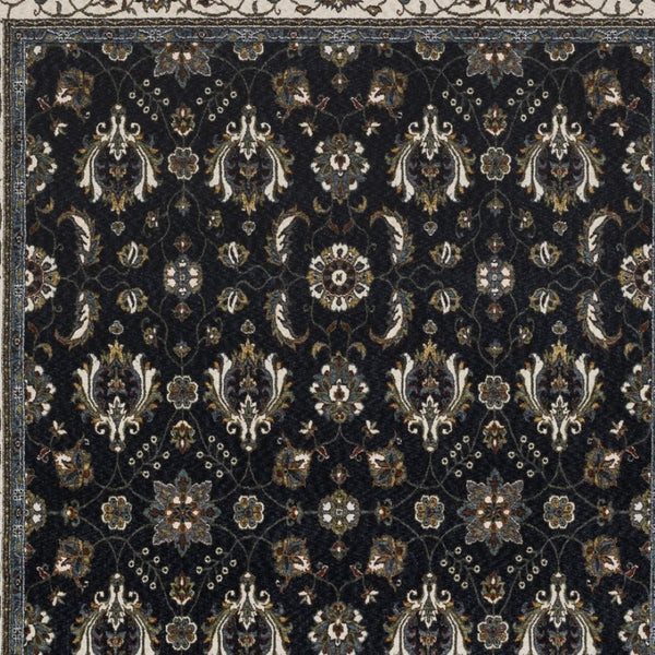 Homeroots 5' Blue Oriental Area Rug With Fringe - Stain Resistant, Stylish Design For Cozy Home Spaces 4' X 6' Polyester 574858