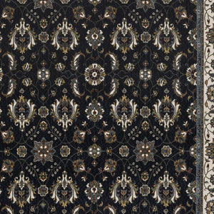 Homeroots 5' Blue Oriental Area Rug With Fringe - Stain Resistant, Stylish Design For Cozy Home Spaces 7' X 10' Polyester 574859