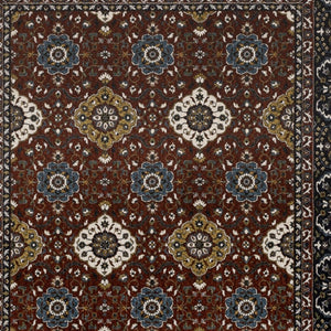 HomeRoots 5' Red Medallion Area Rug with Fringe - Elegant, Stain-Resistant Design for Stylish Living Spaces! 10' X 13' 574862