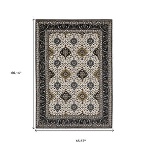 HomeRoots 5' Red Medallion Area Rug with Fringe - Elegant, Stain-Resistant Design for Stylish Living Spaces! 4' X 6' 574867