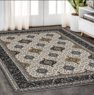 HomeRoots 5' Red Medallion Area Rug with Fringe - Elegant, Stain-Resistant Design for Stylish Living Spaces! 5' X 8' 574868
