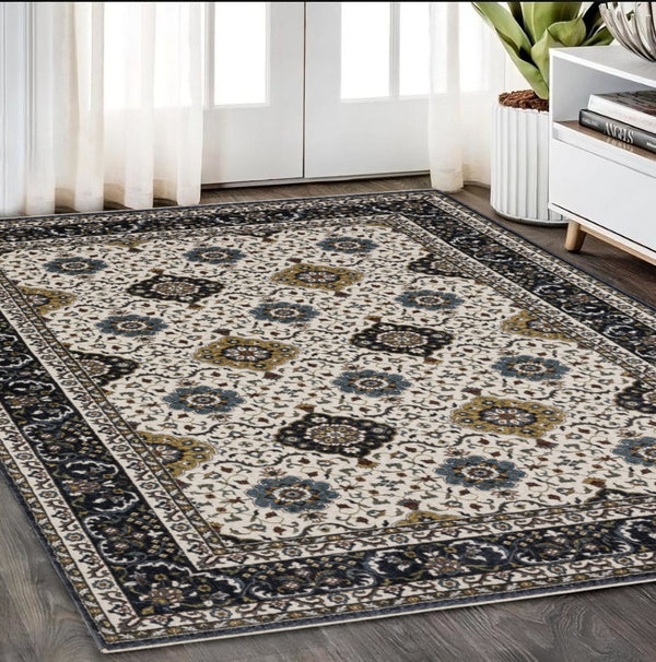 HomeRoots 5' Red Medallion Area Rug with Fringe - Elegant, Stain-Resistant Design for Stylish Living Spaces! 5' X 8' 574868