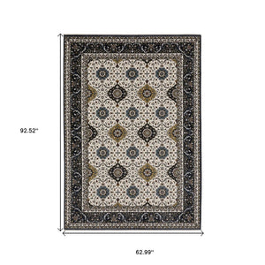 HomeRoots 5' Red Medallion Area Rug with Fringe - Elegant, Stain-Resistant Design for Stylish Living Spaces! 5' X 8' 574868