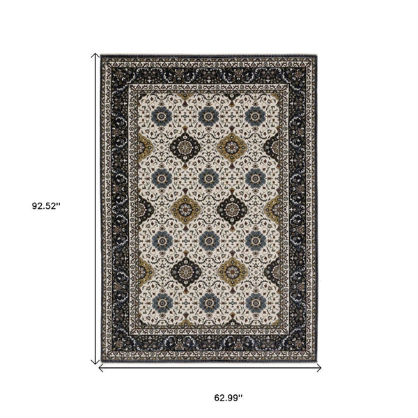 HomeRoots 5' Red Medallion Area Rug with Fringe - Elegant, Stain-Resistant Design for Stylish Living Spaces! 5' X 8' 574868