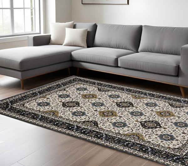 HomeRoots 5' Red Medallion Area Rug with Fringe - Elegant, Stain-Resistant Design for Stylish Living Spaces! 7' X 10' 574869