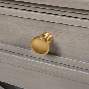 English Elm Jennifer Taylor Home - Dauphin 71" TV Stand Console Table in Grey Cashmere Wood with Gold Accents, Ample Storage, Assembled B2719P238490