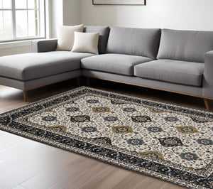 HomeRoots 5' Red Medallion Area Rug with Fringe - Elegant, Stain-Resistant Design for Stylish Living Spaces! 8' X 11' 574870