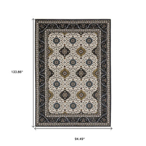 HomeRoots 5' Red Medallion Area Rug with Fringe - Elegant, Stain-Resistant Design for Stylish Living Spaces! 8' X 11' 574870