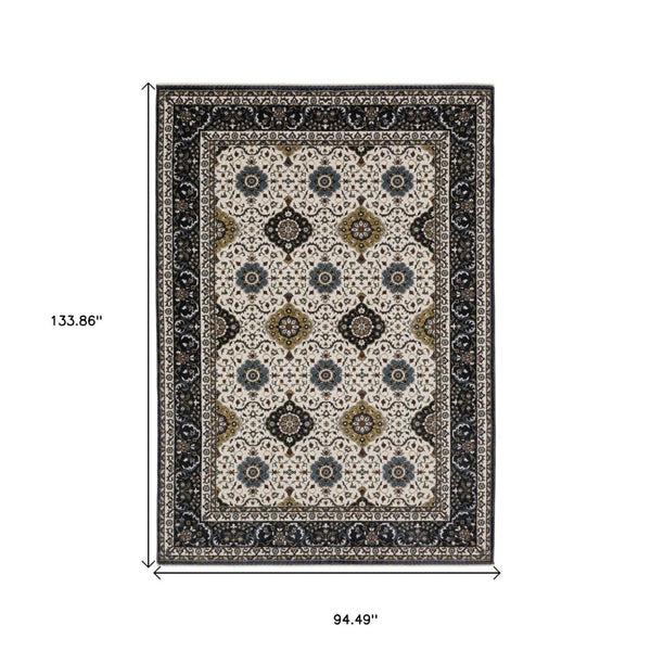 HomeRoots 5' Red Medallion Area Rug with Fringe - Elegant, Stain-Resistant Design for Stylish Living Spaces! 8' X 11' 574870