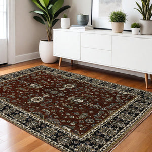 Homeroots 10' Red Oriental Area Rug With Fringe - Stain Resistant, Stylish Design For Living Spaces & Pets 4' X 6' Polyester 574872
