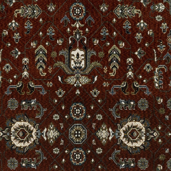 Homeroots 10' Red Oriental Area Rug With Fringe - Stain Resistant, Stylish Design For Living Spaces & Pets 7' X 10' Polyester 574874