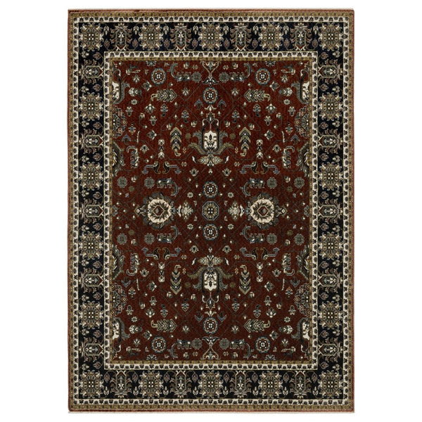 HomeRoots 10' Red Oriental Area Rug - Classic Elegance with Durable, Stain-Resistant Design for Homes 7' X 10' 574874