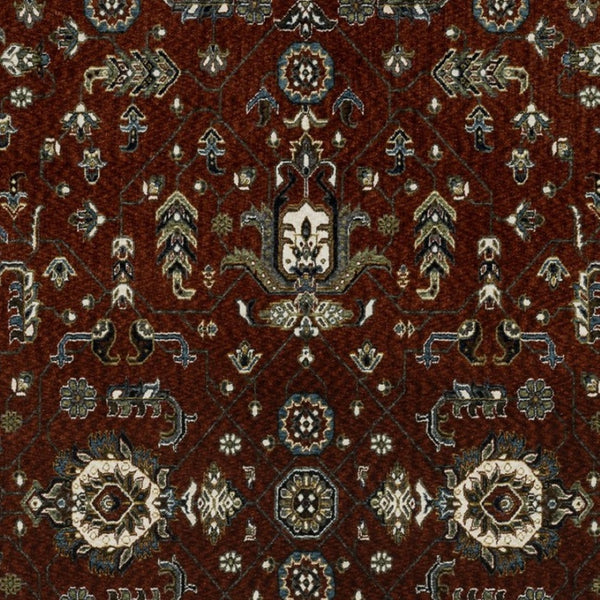 Homeroots 10' Red Oriental Area Rug With Fringe - Stain Resistant, Stylish Design For Living Spaces & Pets 8' X 11' Polyester 574875