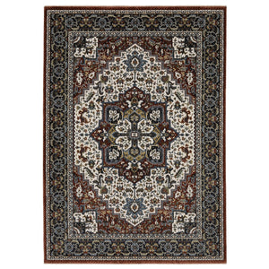 Homeroots 10' Red Medallion Power Loom Area Rug With Fringe - Stain Resistant, Stylish Design For Home Decor 10' X 13' Polyester 574876