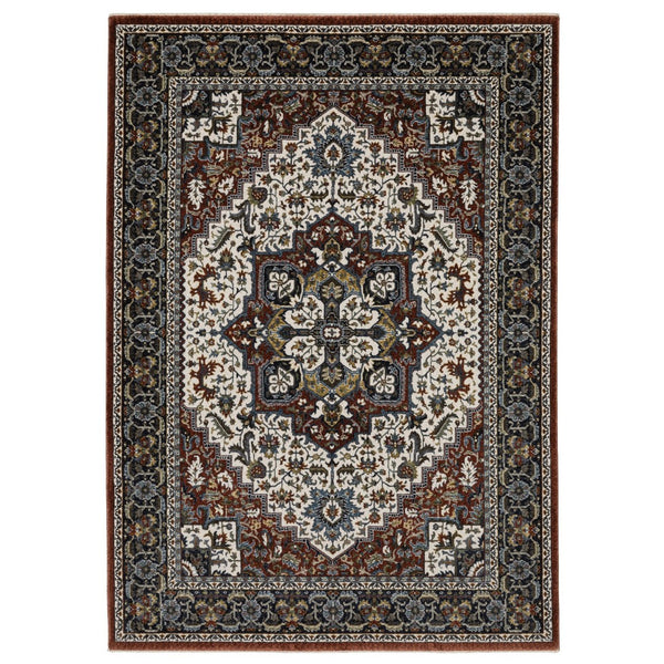 Homeroots 10' Red Medallion Power Loom Area Rug With Fringe - Stain Resistant, Stylish Design For Home Decor 4' X 6' Polyester 574877