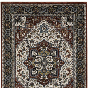 Homeroots 10' Red Medallion Power Loom Area Rug With Fringe - Stain Resistant, Stylish Design For Home Decor 5' X 8' Polyester 574878