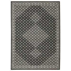 HomeRoots 5' Modern Black and Gray Diamond Area Rug with Stylish Fringe for Durable, Cozy Living Spaces 10' X 13' 574886