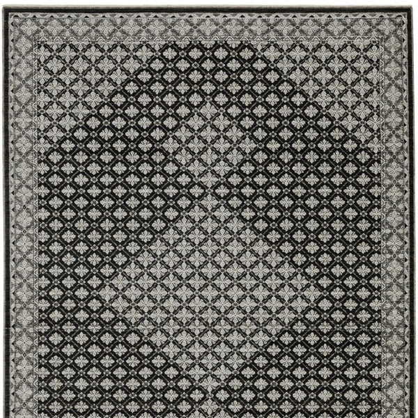 HomeRoots 5' Modern Black and Gray Diamond Area Rug with Stylish Fringe for Durable, Cozy Living Spaces 8' X 11' 574888