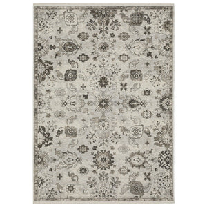 HomeRoots 5' Elegant Ivory and Gray Oriental Area Rug – Timeless Design, Stain-Resistant, Durable Fringe Finish 5' X 8' 574893