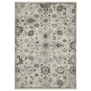 Homeroots 5' Ivory Oriental Area Rug With Fringe - Elegant Design, Stain Resistant, Perfect For Home Décor 10' X 13' Polyester 574894
