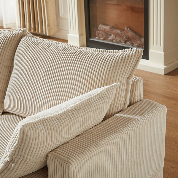 English Elm 113.5'' Modular Sectional Sofa with Storage Ottoman, Convertible U or L Shape Sleeper for 6 Seats Beige W834S00253