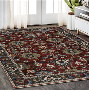Homeroots 5' Artful Ivory Oriental Area Rug With Fringe - Stain Resistant, Stylish Design For Any Room 5' X 8' Polyester 574908