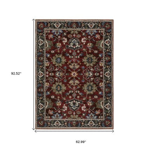 Homeroots 5' Artful Ivory Oriental Area Rug With Fringe - Stain Resistant, Stylish Design For Any Room 5' X 8' Polyester 574908
