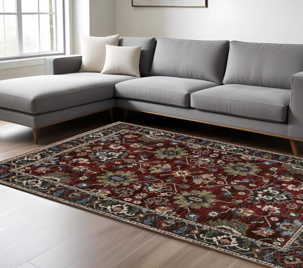 Homeroots 5' Artful Ivory Oriental Area Rug With Fringe - Stain Resistant, Stylish Design For Any Room 7' X 10' Polyester 574909