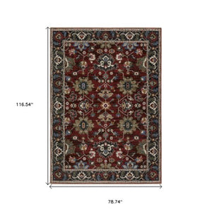 Homeroots 5' Artful Ivory Oriental Area Rug With Fringe - Stain Resistant, Stylish Design For Any Room 7' X 10' Polyester 574909