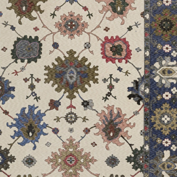 Homeroots 5' Elegant Ivory Blue Gray Floral Area Rug With Fringe - Stain Resistant, Soft Texture For Any Space 5' X 8' Polyester 574918