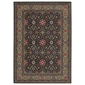 HomeRoots 5' Classic Blue and Gray Oriental Area Rug with Fringed Edges - Durable, Stain-Resistant Design 7' X 10' 574929