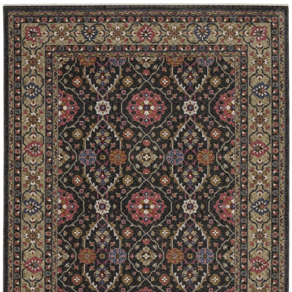 Homeroots 5' Blue Oriental Area Rug With Fringe - Stylish, Stain-resistant Design For Kids & Pets' Spaces 8' X 11' Polyester 574930