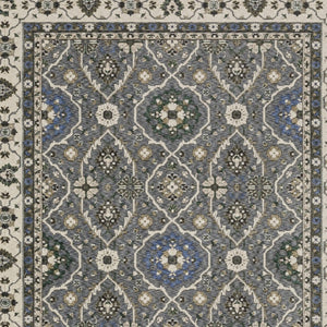 Homeroots 5' Blue Oriental Area Rug With Fringe - Stylish, Stain-resistant Design For Kids & Pets' Spaces 10' X 13' Polyester 574931