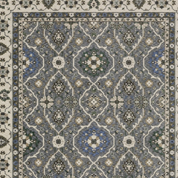 Homeroots 5' Blue Oriental Area Rug With Fringe - Stylish, Stain-resistant Design For Kids & Pets' Spaces 10' X 13' Polyester 574931