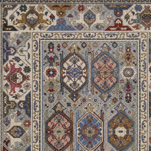 Homeroots 5' Blue Oriental Area Rug With Stylish Fringe - Stain Resistant, Perfect For Homes With Kids & Pets! 5' X 8' Polyester 574935