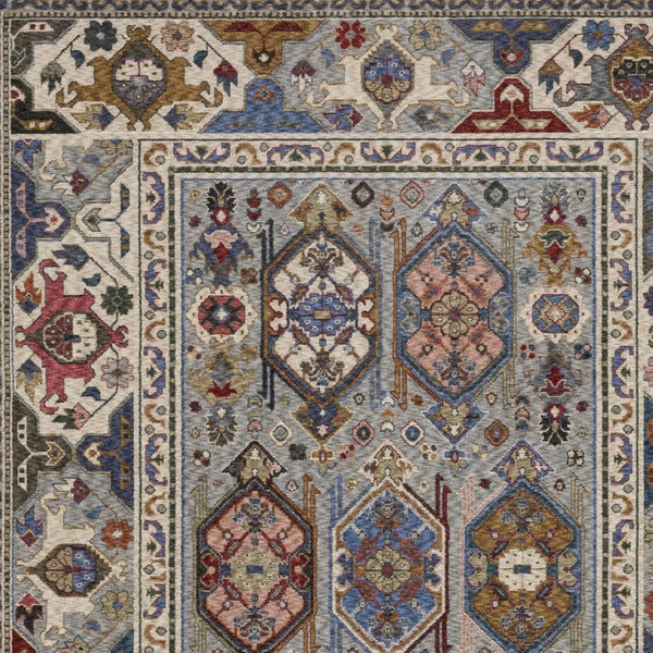 Homeroots 5' Blue Oriental Area Rug With Stylish Fringe - Stain Resistant, Perfect For Homes With Kids & Pets! 5' X 8' Polyester 574935