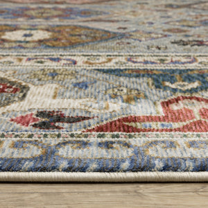 Homeroots 5' Blue Oriental Area Rug With Stylish Fringe - Stain Resistant, Perfect For Homes With Kids & Pets! 5' X 8' Polyester 574935