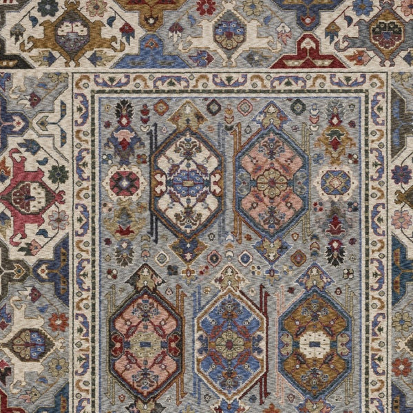 Homeroots 5' Blue Oriental Area Rug With Stylish Fringe - Stain Resistant, Perfect For Homes With Kids & Pets! 10' X 13' Polyester 574936