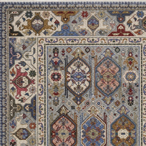 Homeroots 5' Blue Oriental Area Rug With Stylish Fringe - Stain Resistant, Perfect For Homes With Kids & Pets! 7' X 10' Polyester 574938