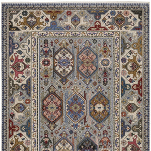 Homeroots 5' Blue Oriental Area Rug With Stylish Fringe - Stain Resistant, Perfect For Homes With Kids & Pets! 7' X 10' Polyester 574938